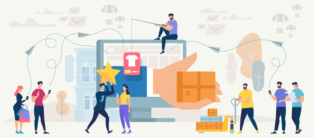 在線購物和交付概念網(wǎng)上商店應(yīng)用程序營銷中的電子商務(wù)銷售數(shù)字技術(shù)和通信系統(tǒng)購物訂購支付和交付矢量圖在線購物和網(wǎng)絡(luò)向量